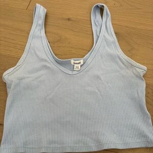 Garage Sky Blue Ribbed Crop Top